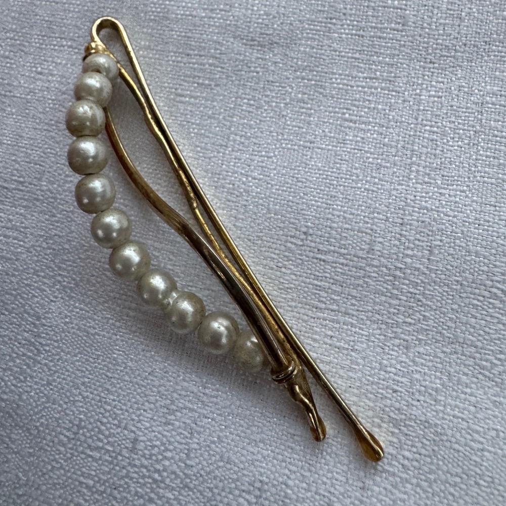 Vintage Y2K Hair Clip Gold Faux Pearl Bobby Pin Coquette Balletcore Bridal